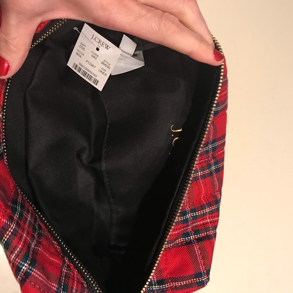 J Crew Factory Tartan Plain Cosmetics Case NWT - Picture 3 of 3